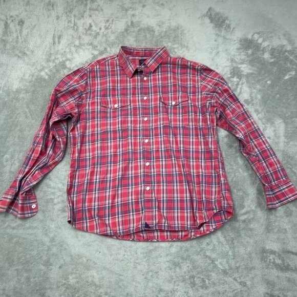 Untuckit Mens Ojai Plaid Shirt XX-Large Red/Blue 100% Cotton Regular Fit 6710 - Picture 1 of 7
